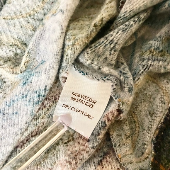 Tesori‎ Super Soft Knit Paisley Print Top Scoop Neck 3/4 Sleeve Multicolor BB140 - Picture 4 of 8